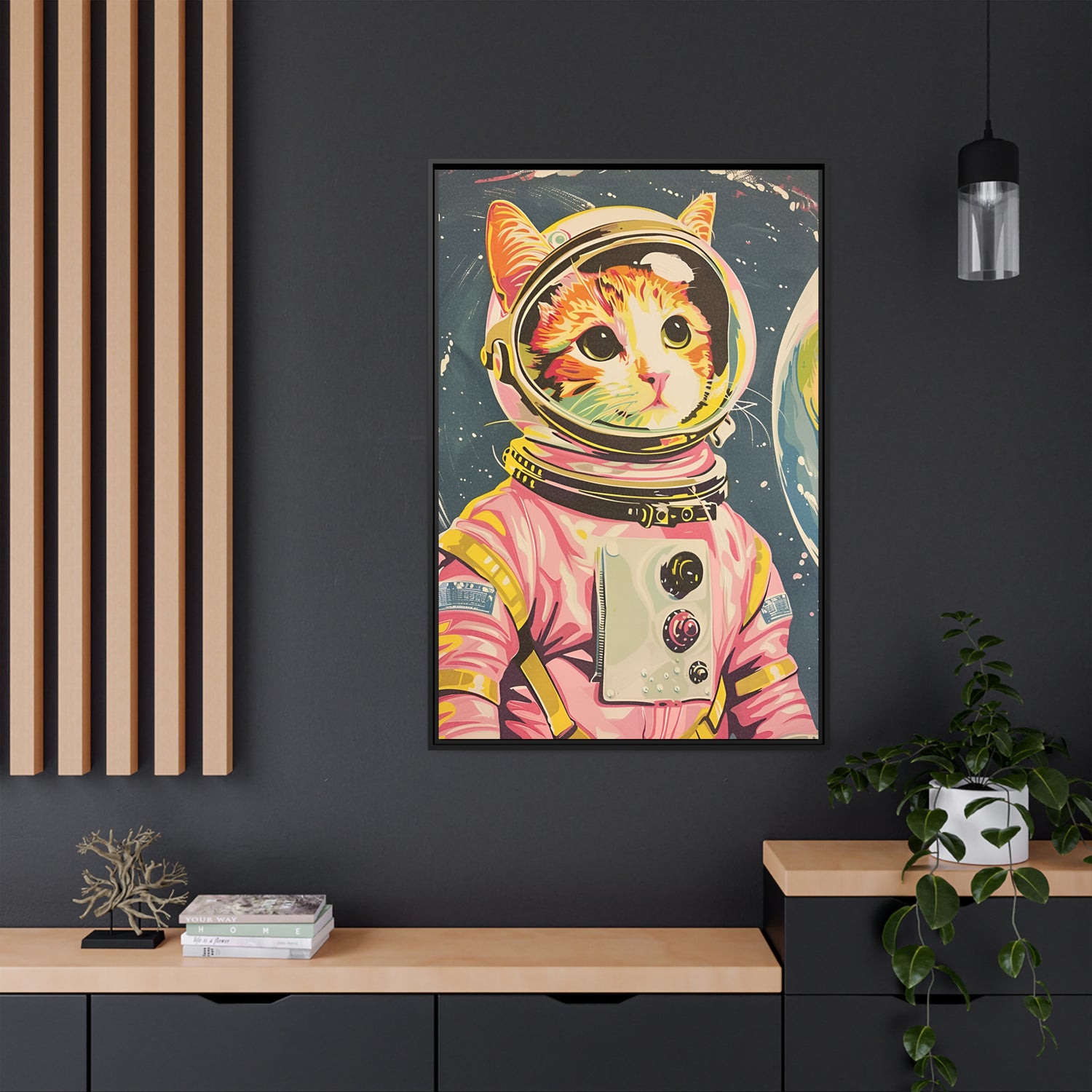 Framed Canvas - Catstronaut Pink Mission