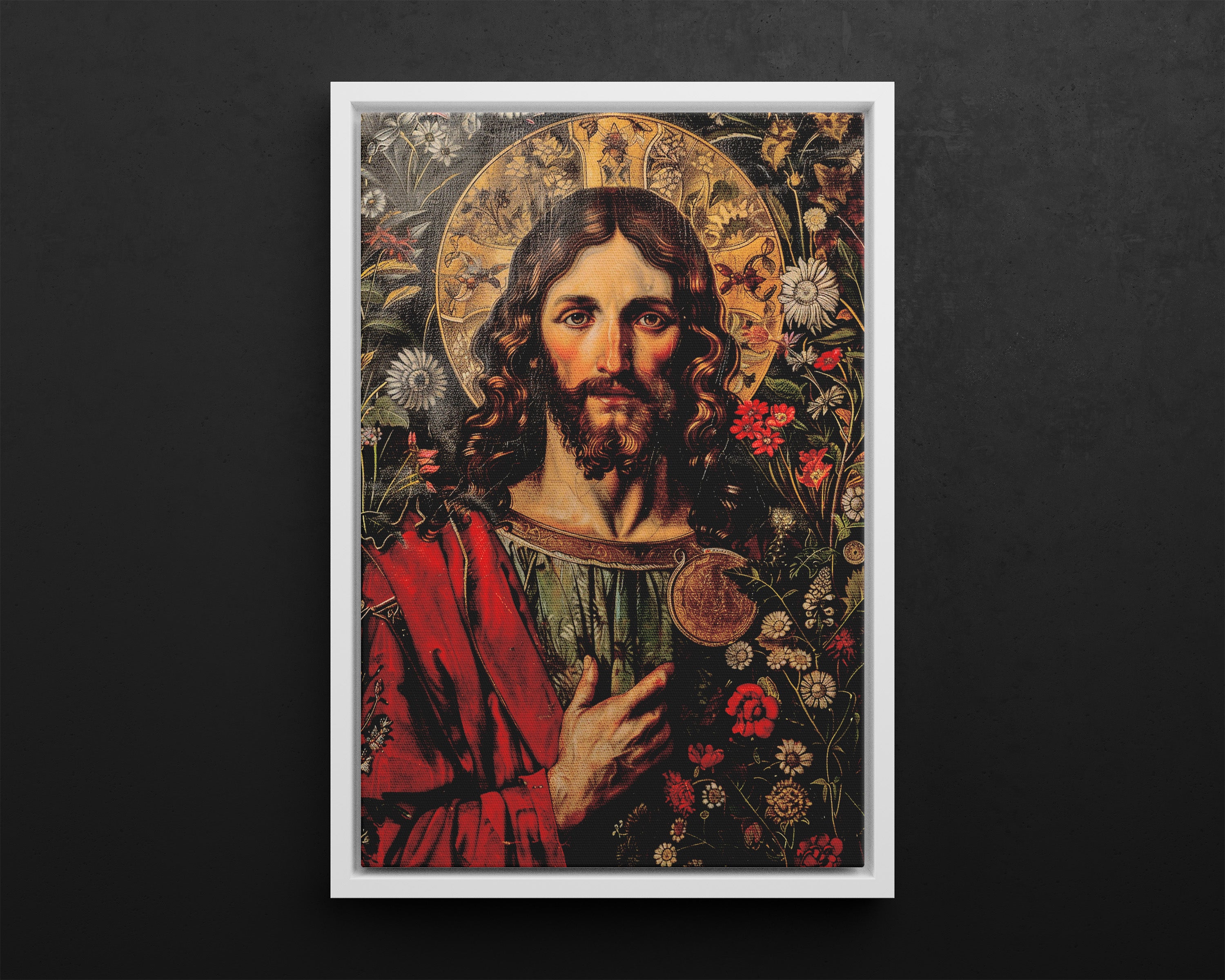 Framed Canvas - Sacred Floral Savior