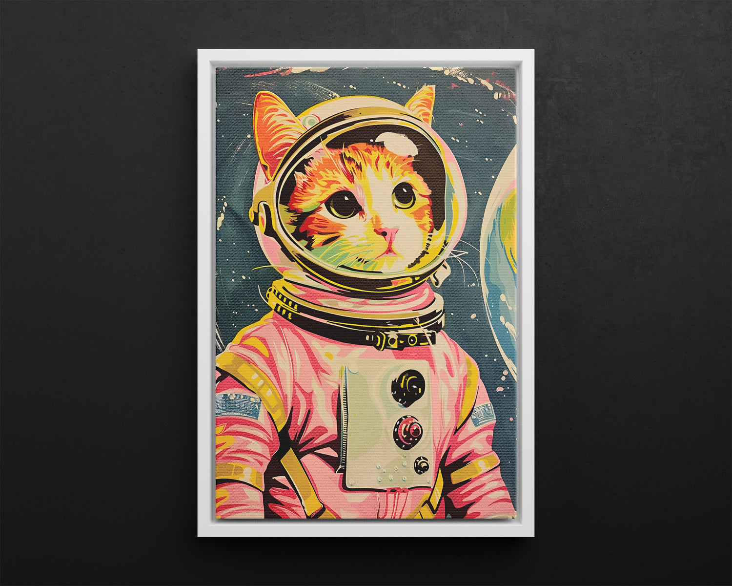 Framed Canvas - Catstronaut Pink Mission