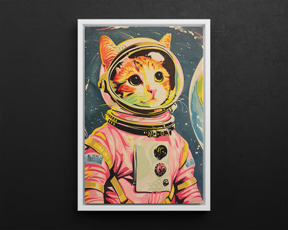 Framed Canvas - Catstronaut Pink Mission