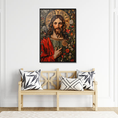 Framed Canvas - Sacred Floral Savior