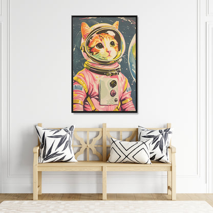 Framed Canvas - Catstronaut Pink Mission