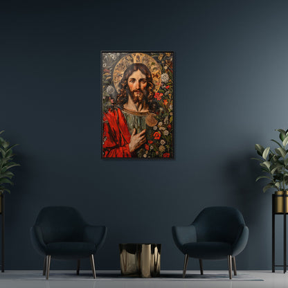 Framed Canvas - Sacred Floral Savior