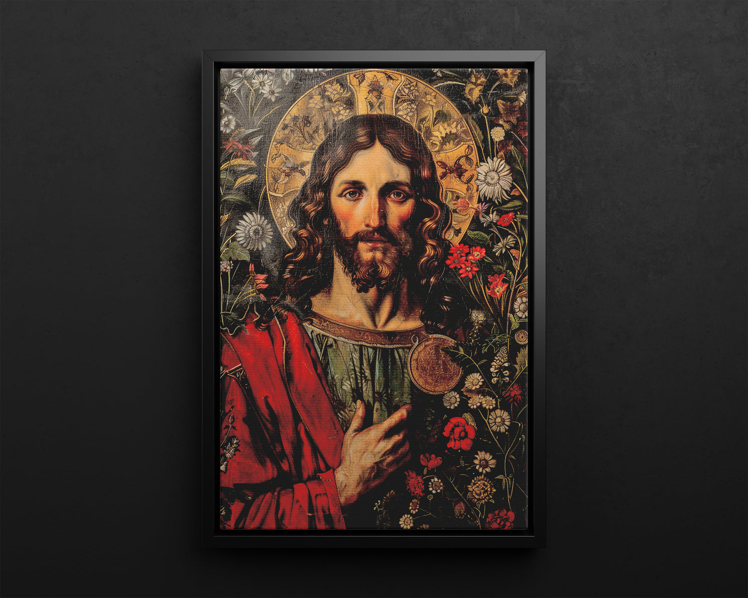 Framed Canvas - Sacred Floral Savior