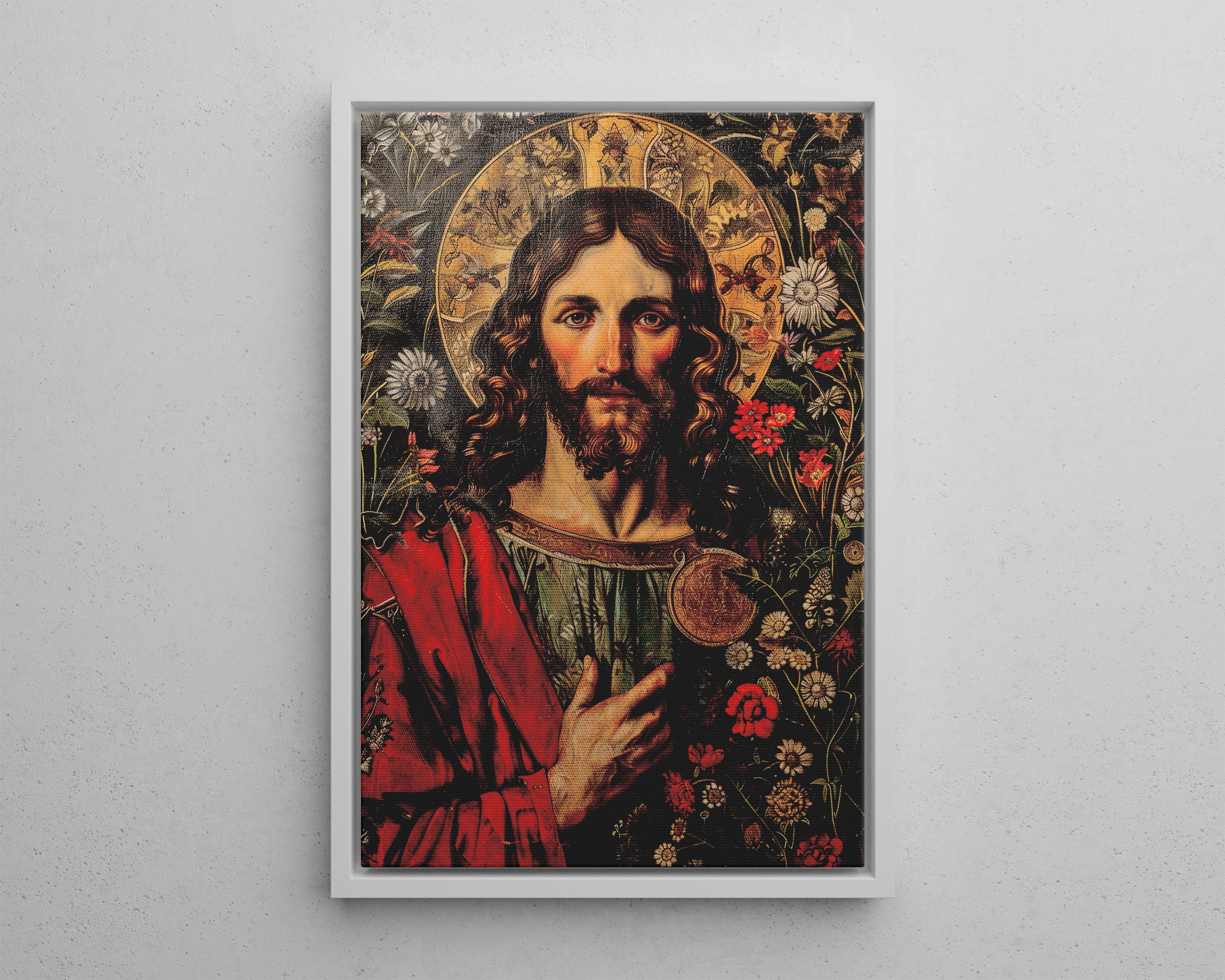 Framed Canvas - Sacred Floral Savior