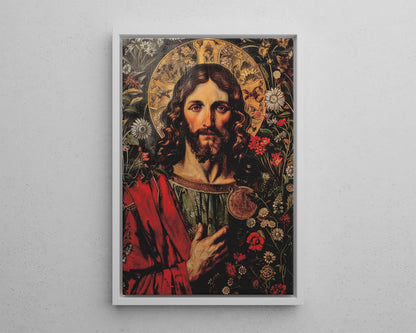 Framed Canvas - Sacred Floral Savior