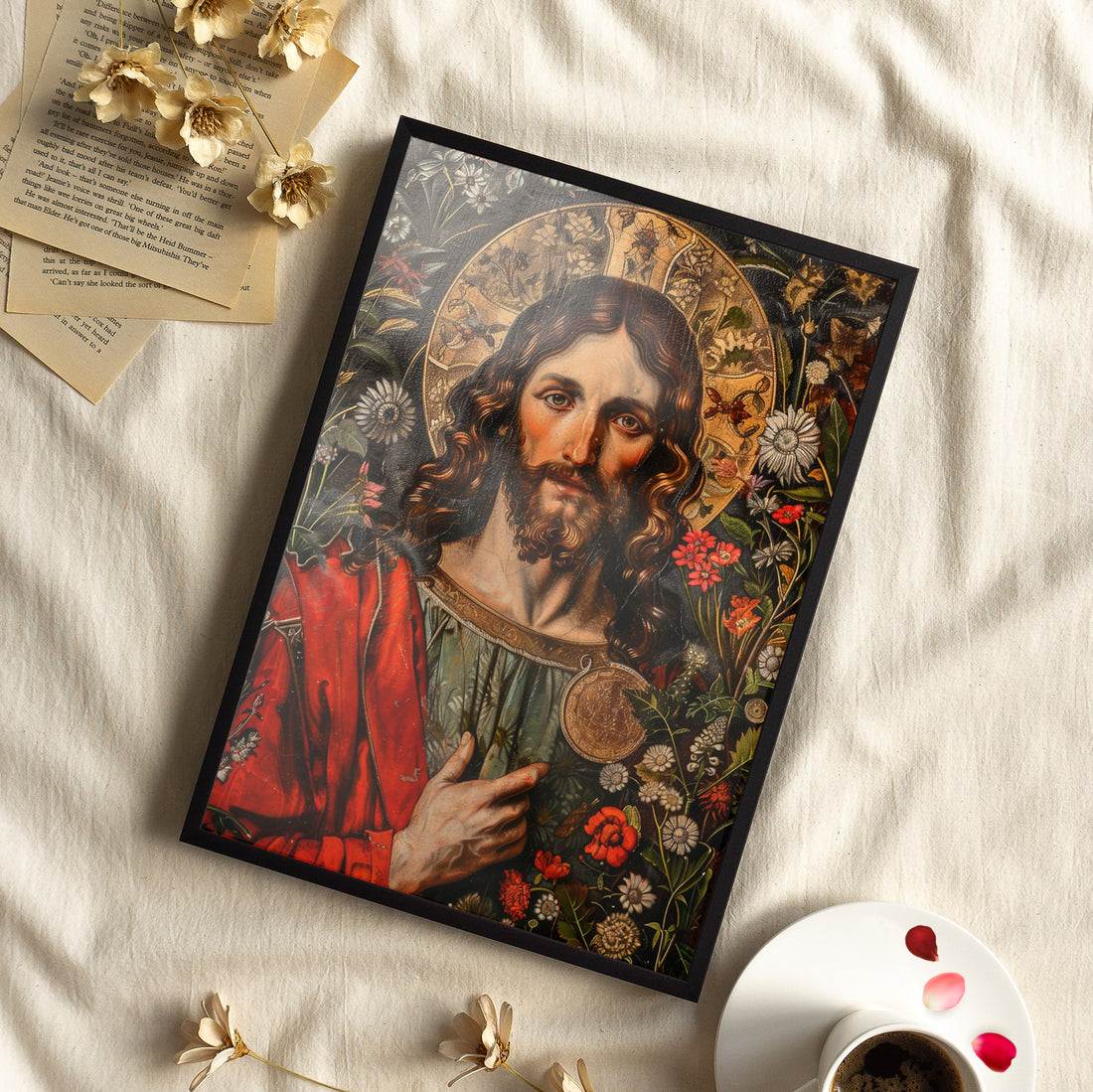 Framed Paper Print - Sacred Floral Savior