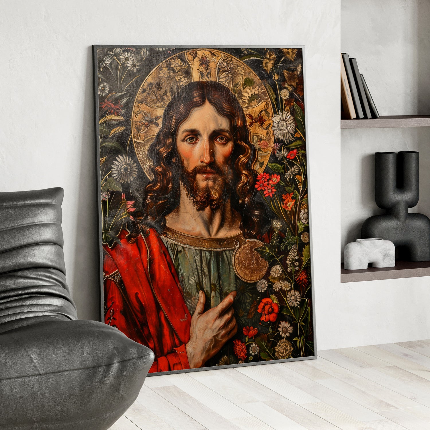 Framed Paper Print - Sacred Floral Savior