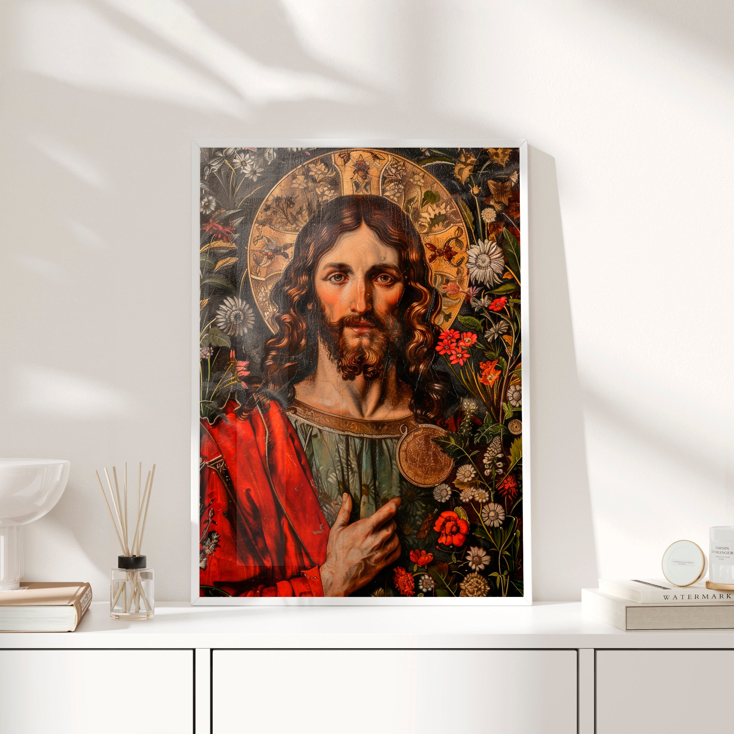 Framed Paper Print - Sacred Floral Savior