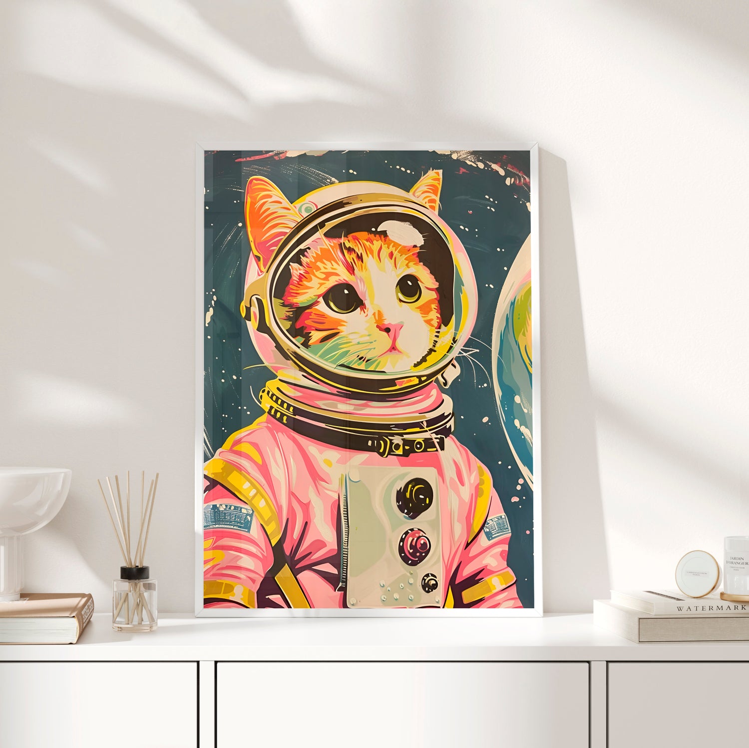 Framed Paper Print - Catstronaut Pink Mission