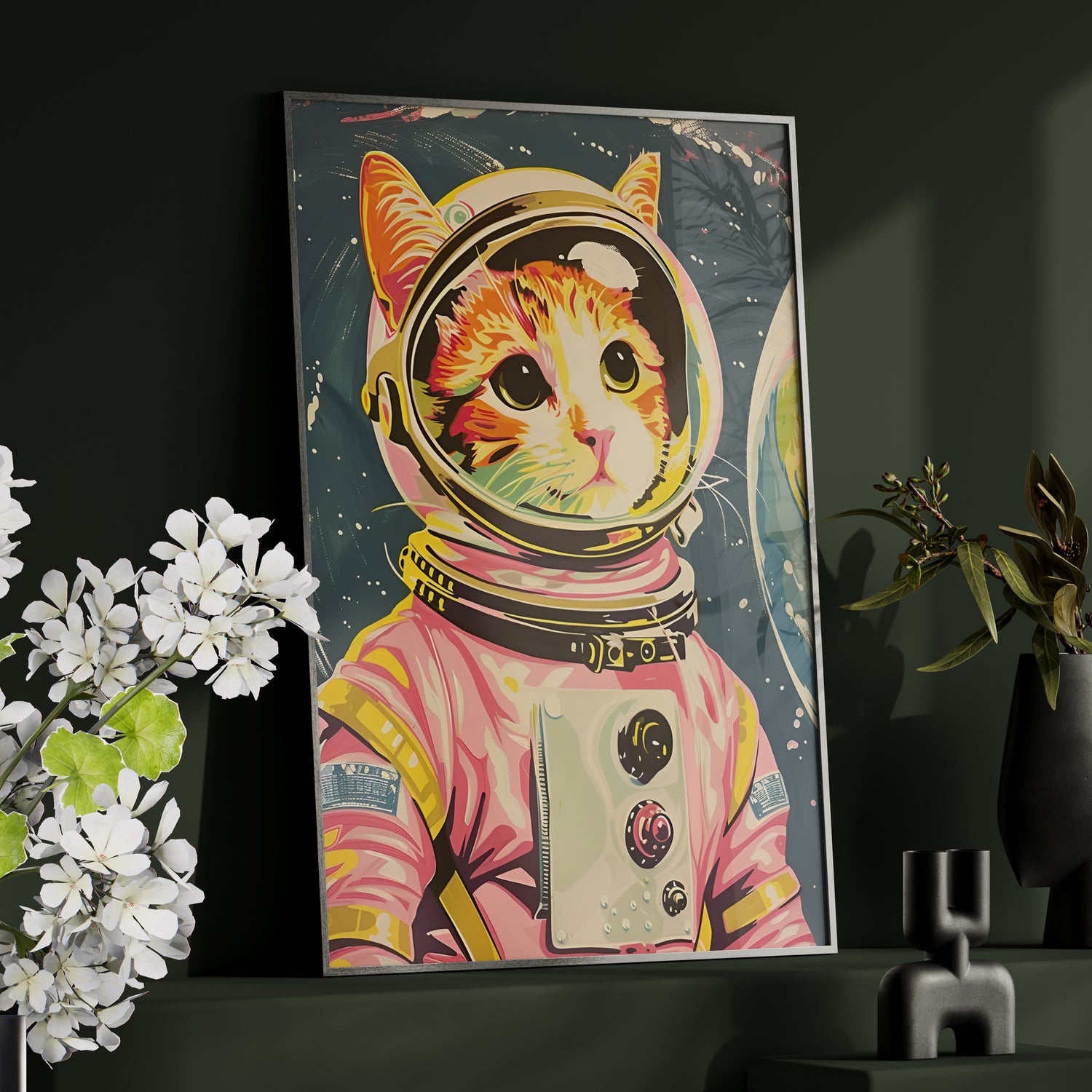 Framed Paper Print - Catstronaut Pink Mission