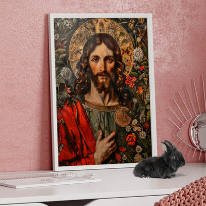 Framed Paper Print - Sacred Floral Savior