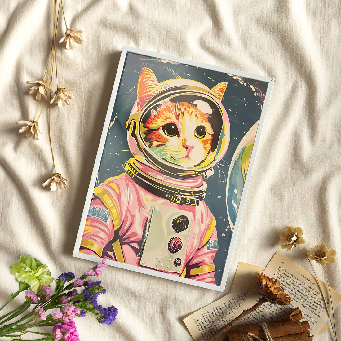 Framed Paper Print - Catstronaut Pink Mission