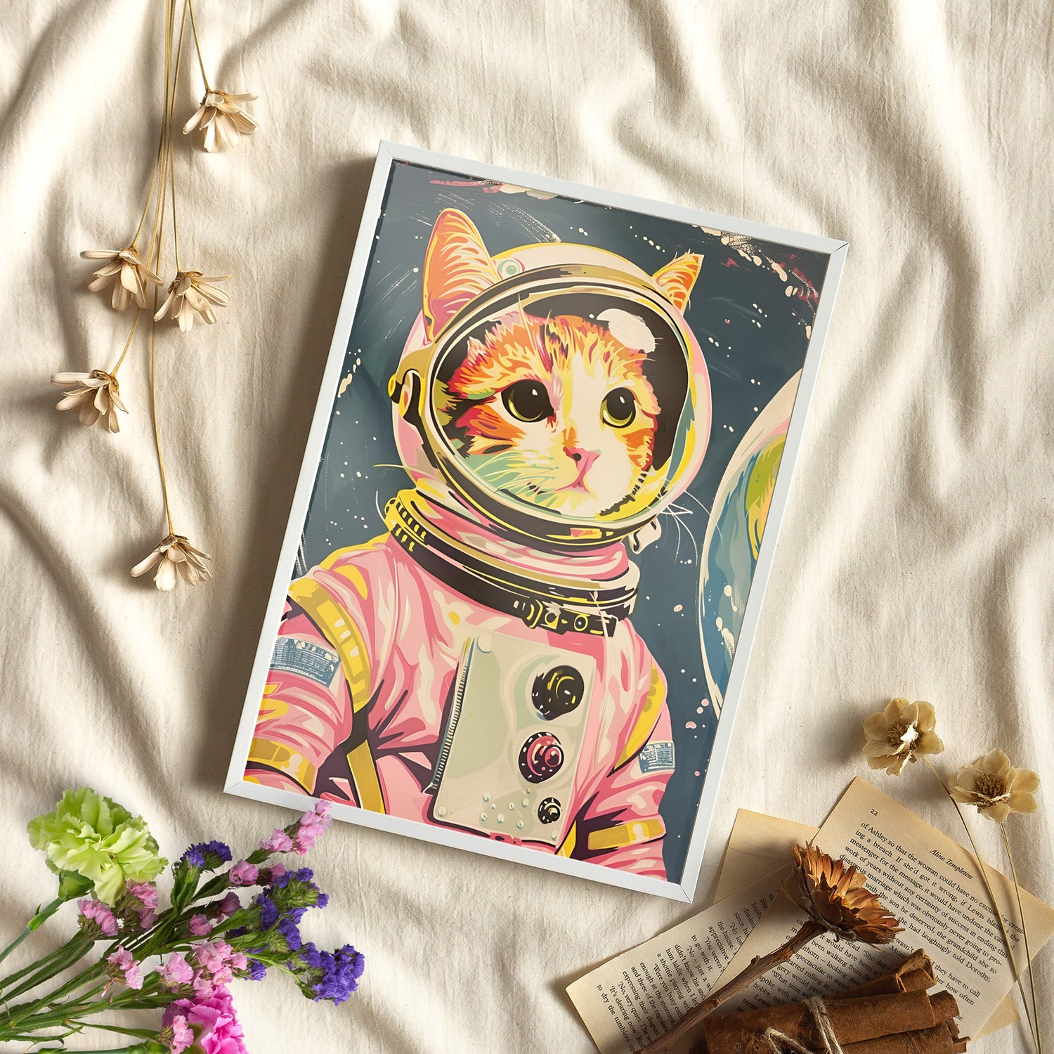 Framed Paper Print - Catstronaut Pink Mission