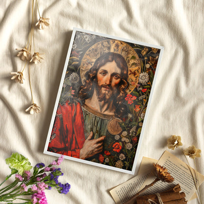 Framed Paper Print - Sacred Floral Savior