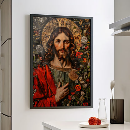 Framed Paper Print - Sacred Floral Savior