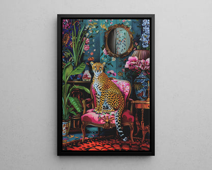 Framed Canvas - Regal Cheetah Reverie