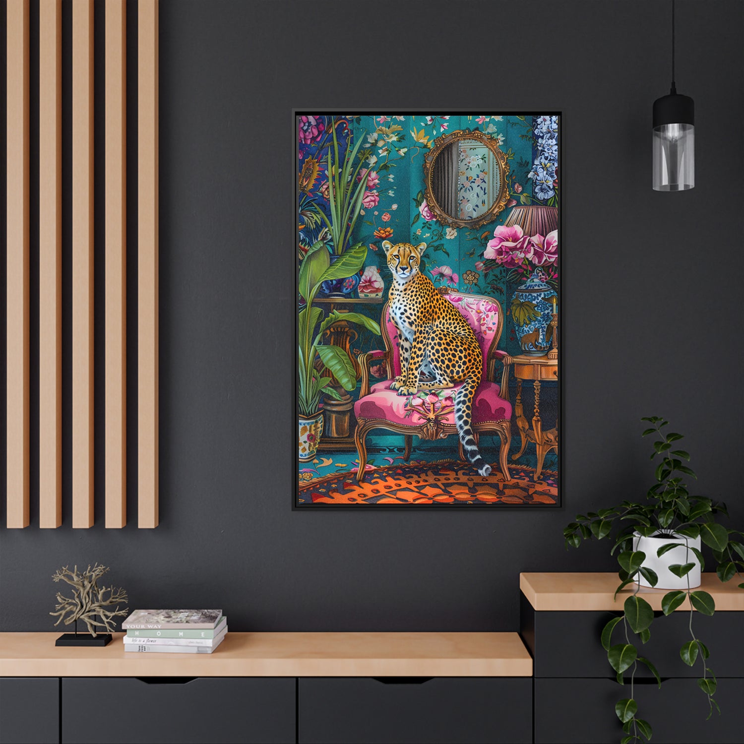 Framed Canvas - Regal Cheetah Reverie