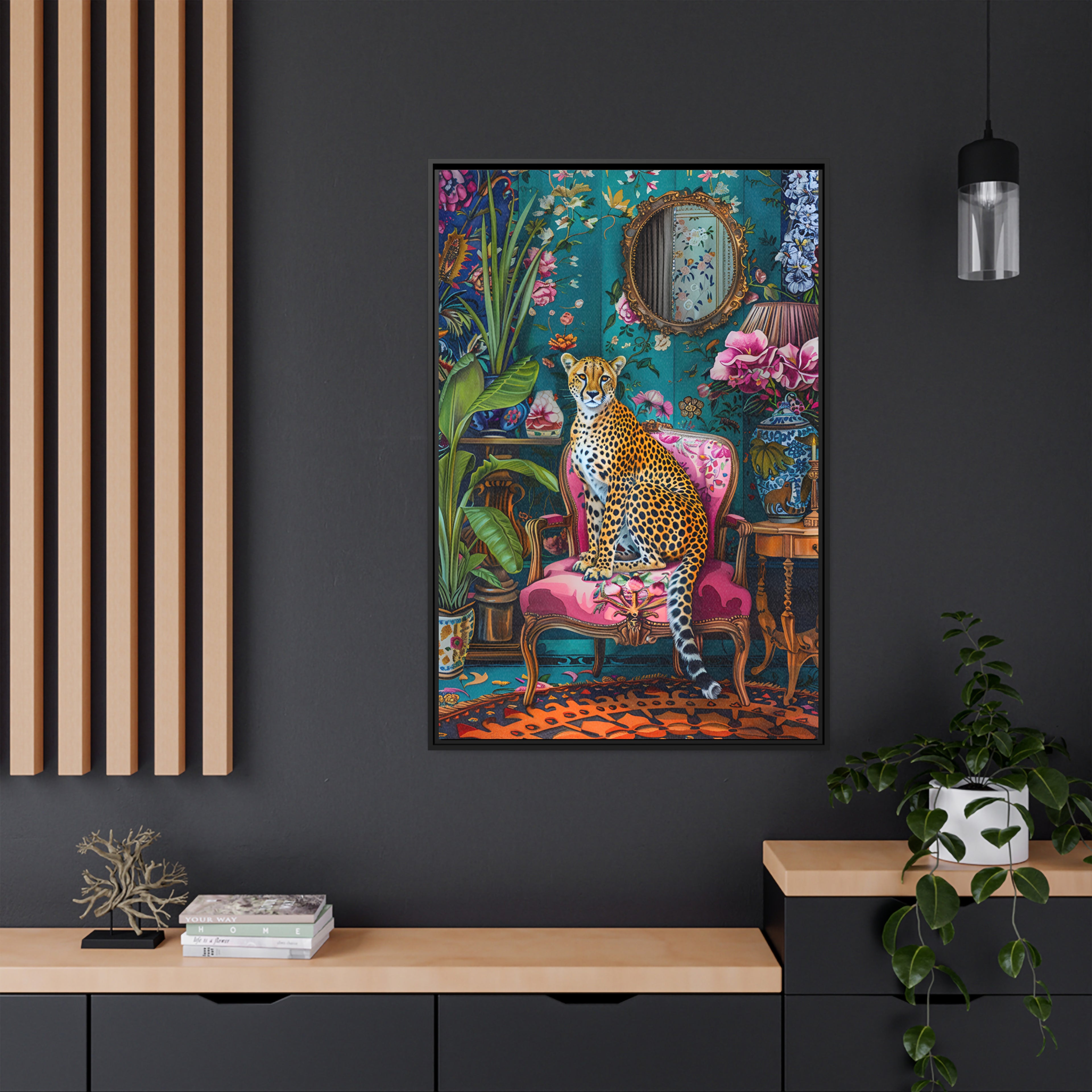 Framed Canvas - Regal Cheetah Reverie
