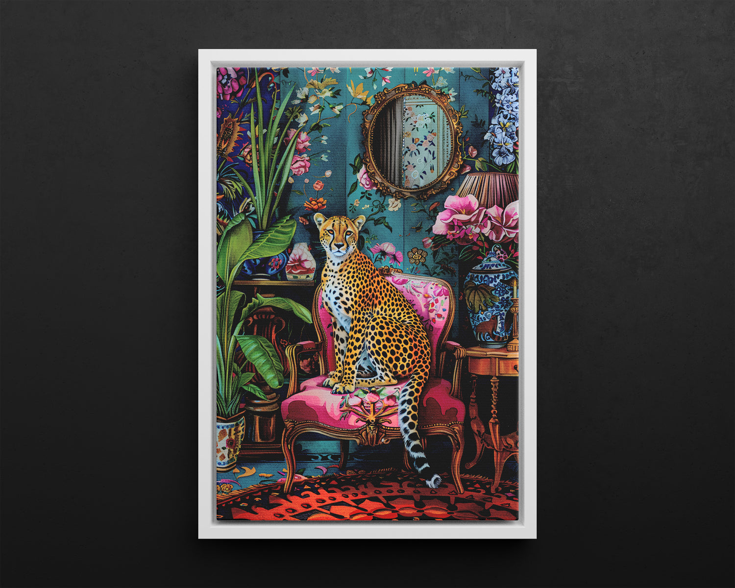 Framed Canvas - Regal Cheetah Reverie