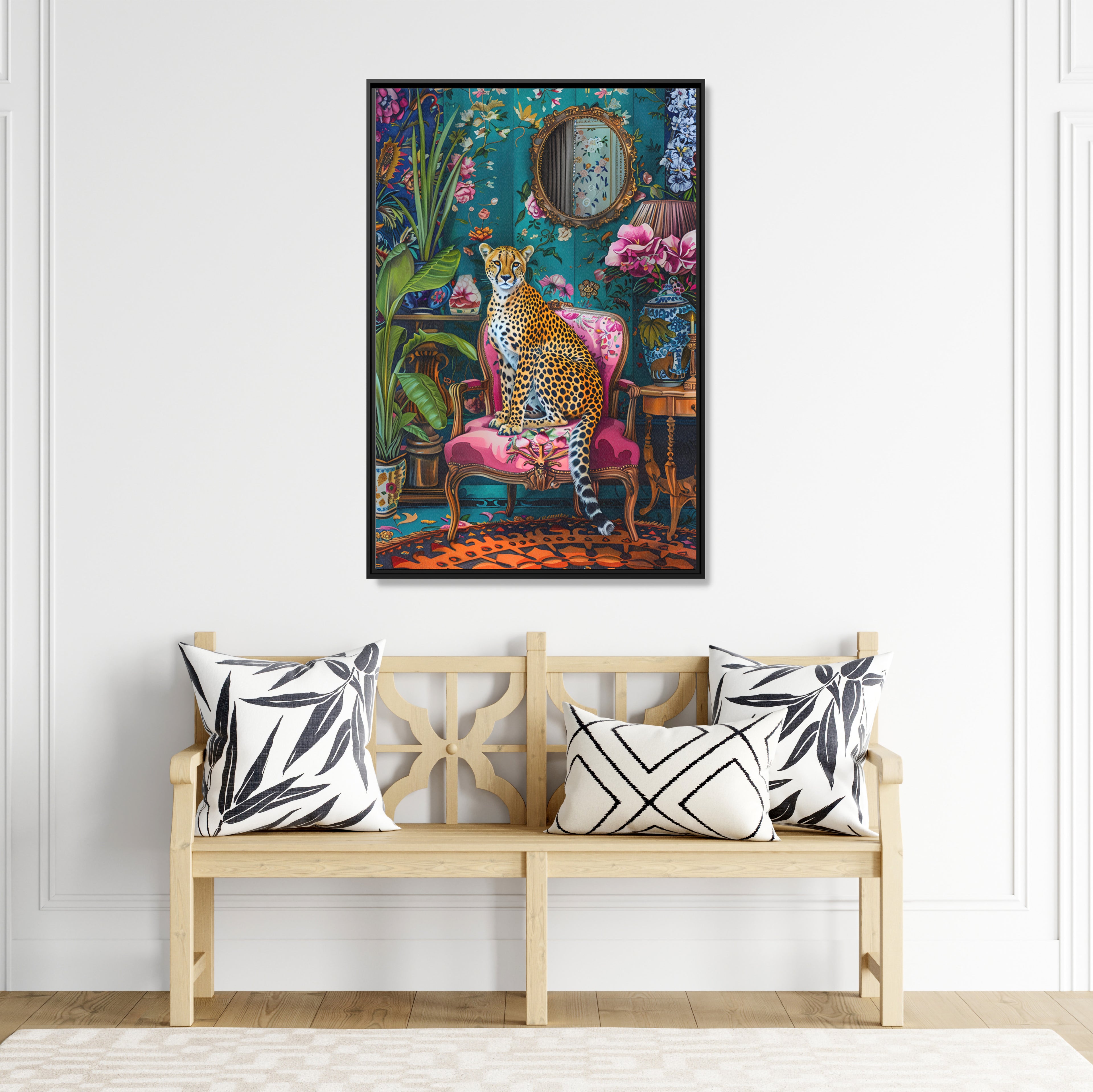 Framed Canvas - Regal Cheetah Reverie