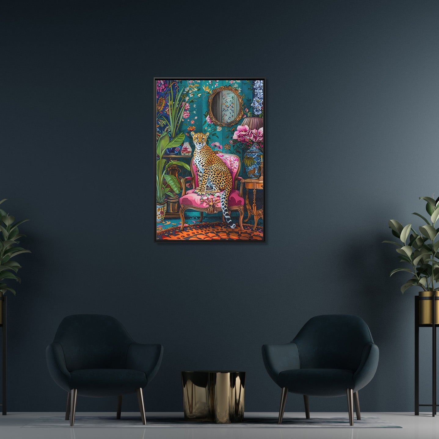 Framed Canvas - Regal Cheetah Reverie