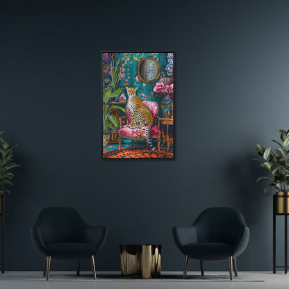 Framed Canvas - Regal Cheetah Reverie