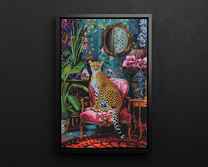 Framed Canvas - Regal Cheetah Reverie