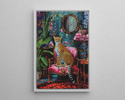 Framed Canvas - Regal Cheetah Reverie