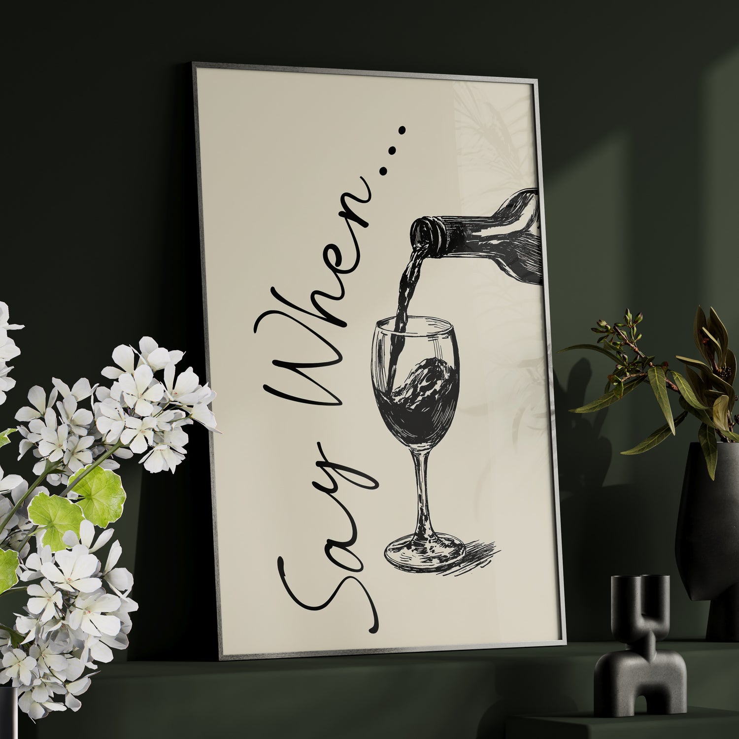 Framed Paper Print - Say When Wine Pour