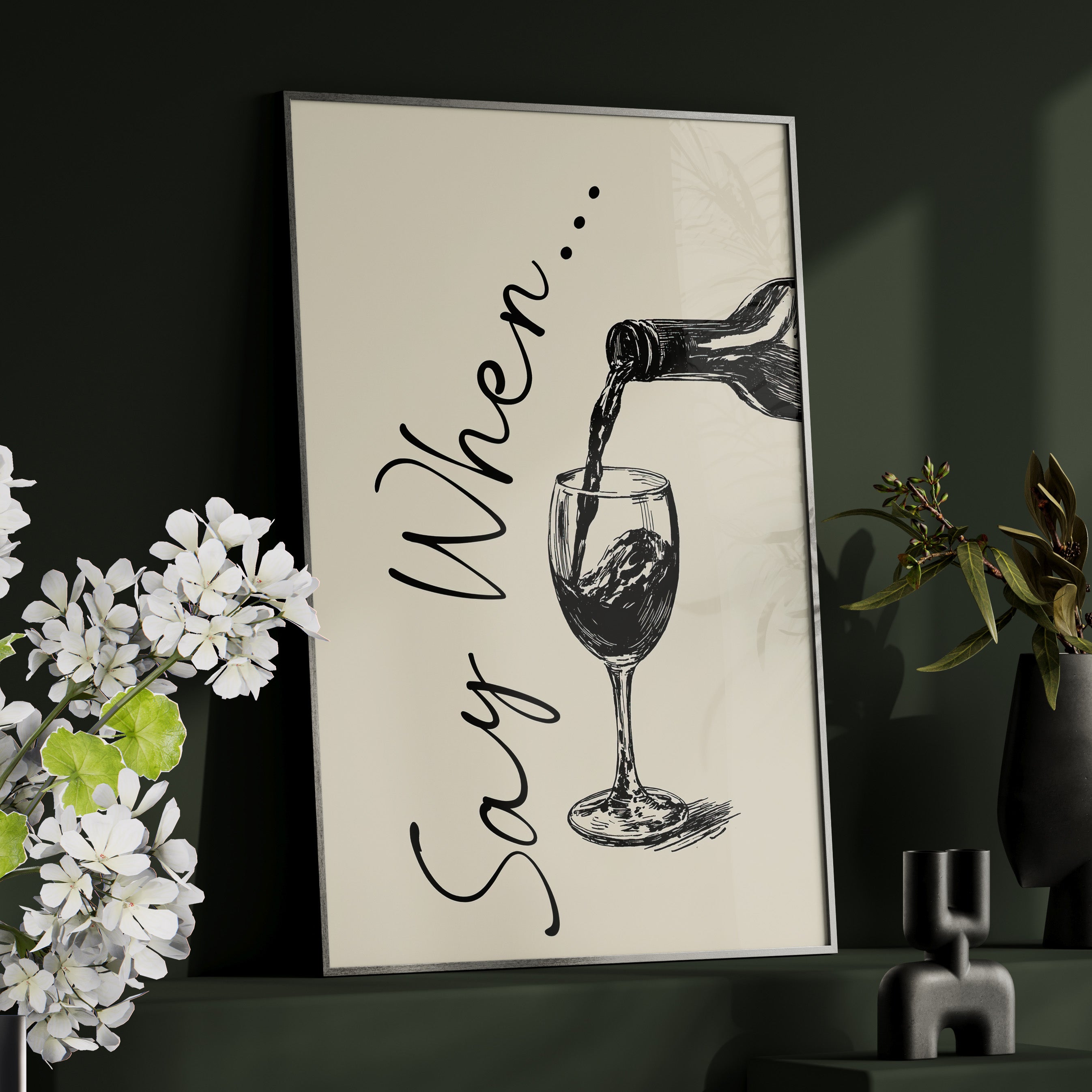 Framed Paper Print - Say When Wine Pour