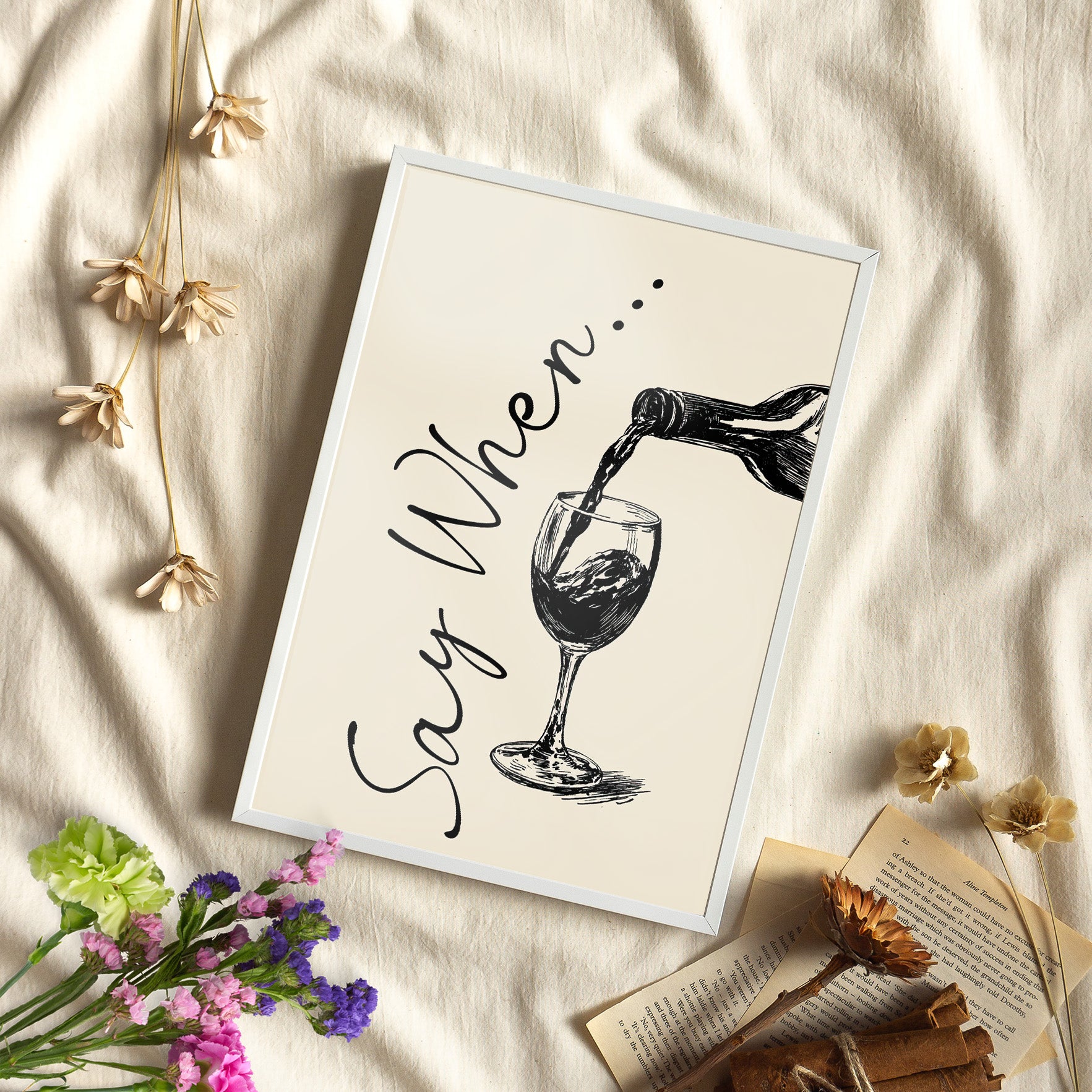 Framed Paper Print - Say When Wine Pour