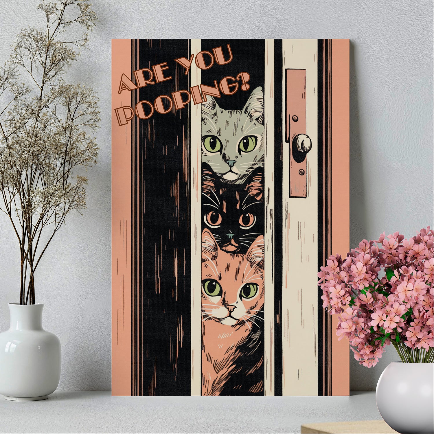 .75&quot; Matte Canvas - Feline Bathroom Inquisition