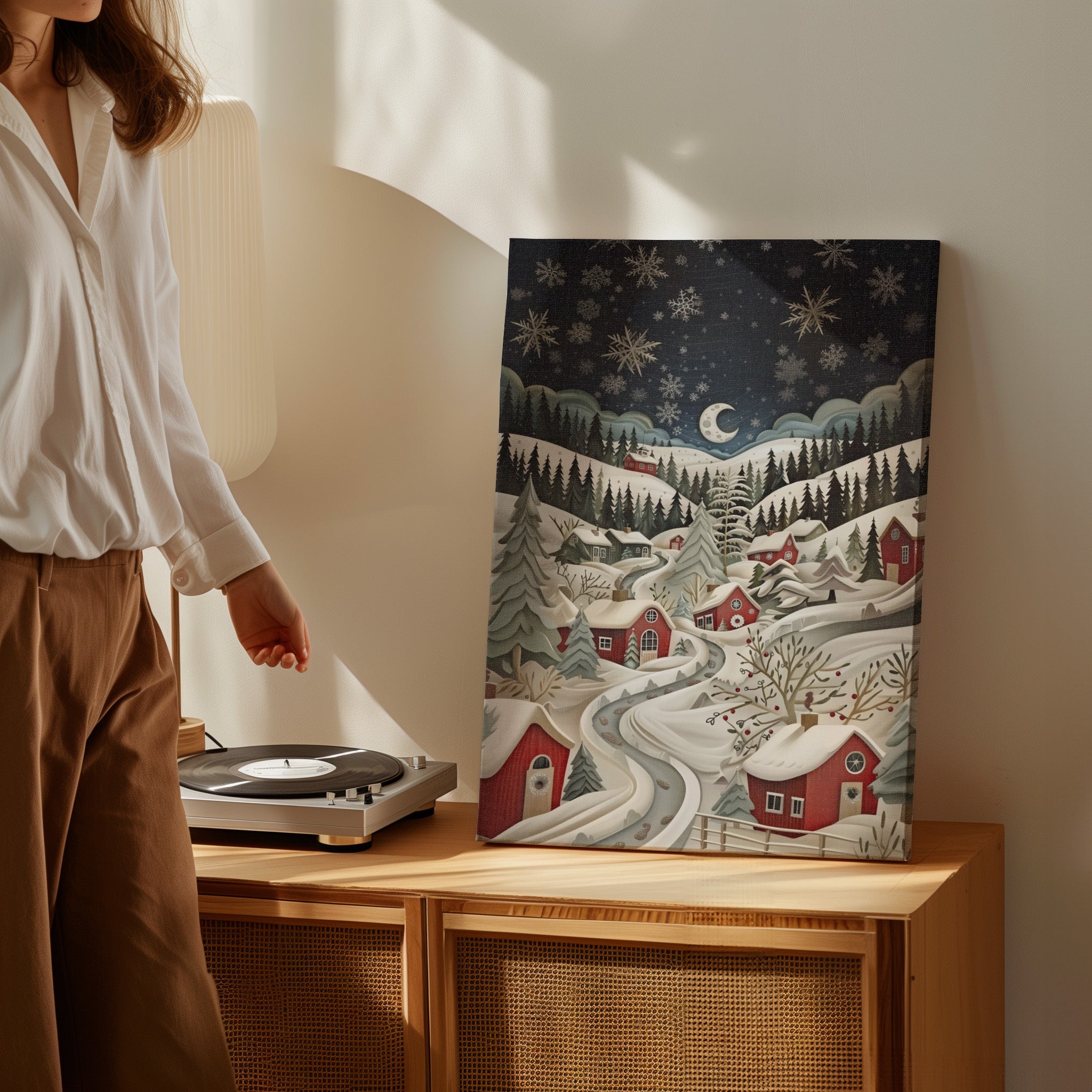 .75" Matte Canvas - Silent Snowfall Village
