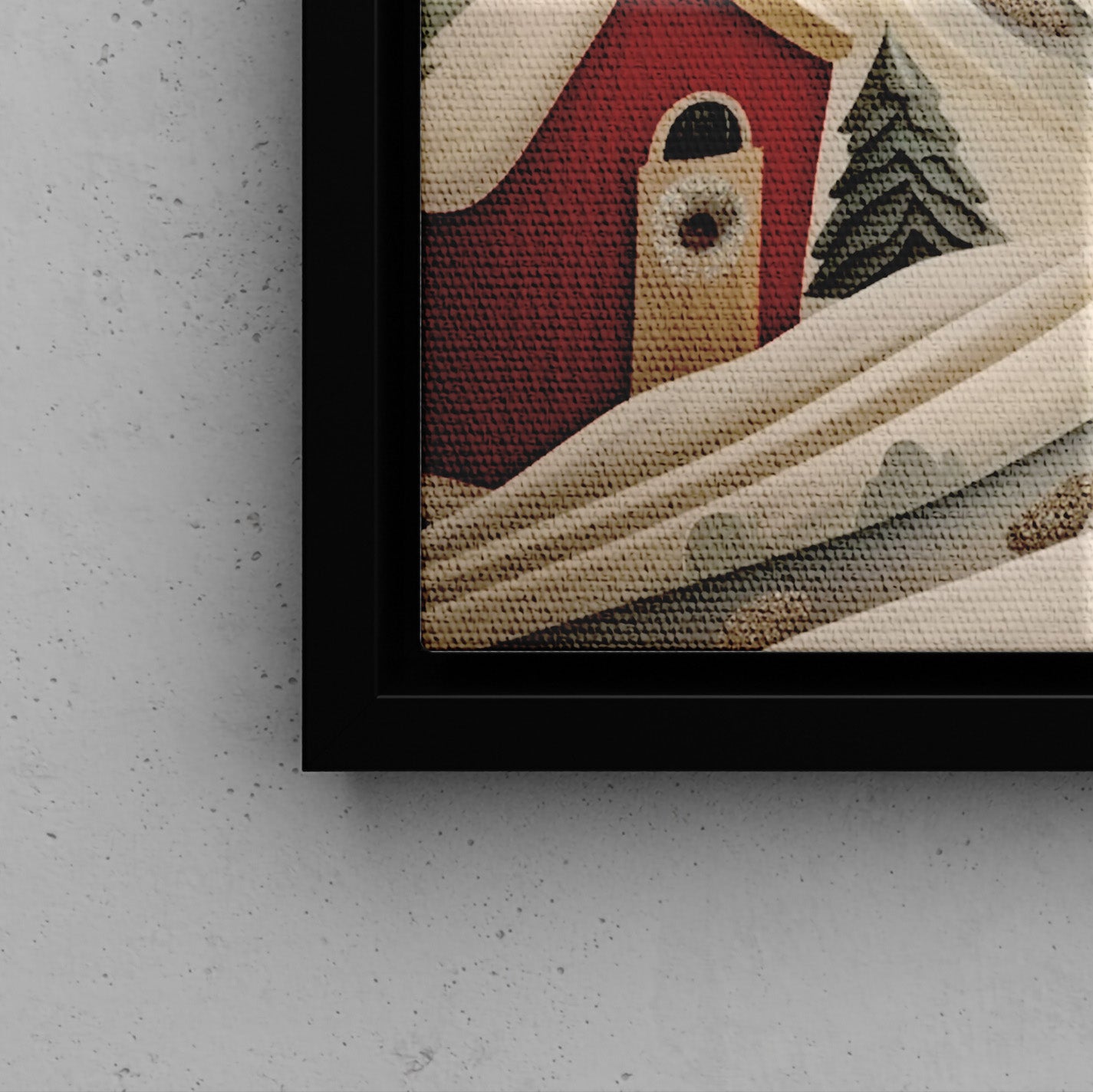 Framed Canvas - Silent Snowfall Village