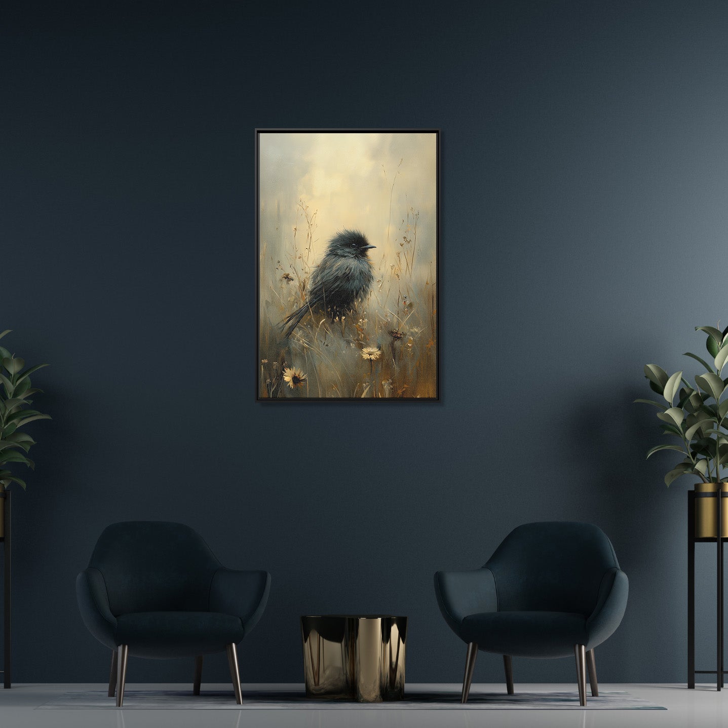 Framed Canvas - Golden Meadow Bird