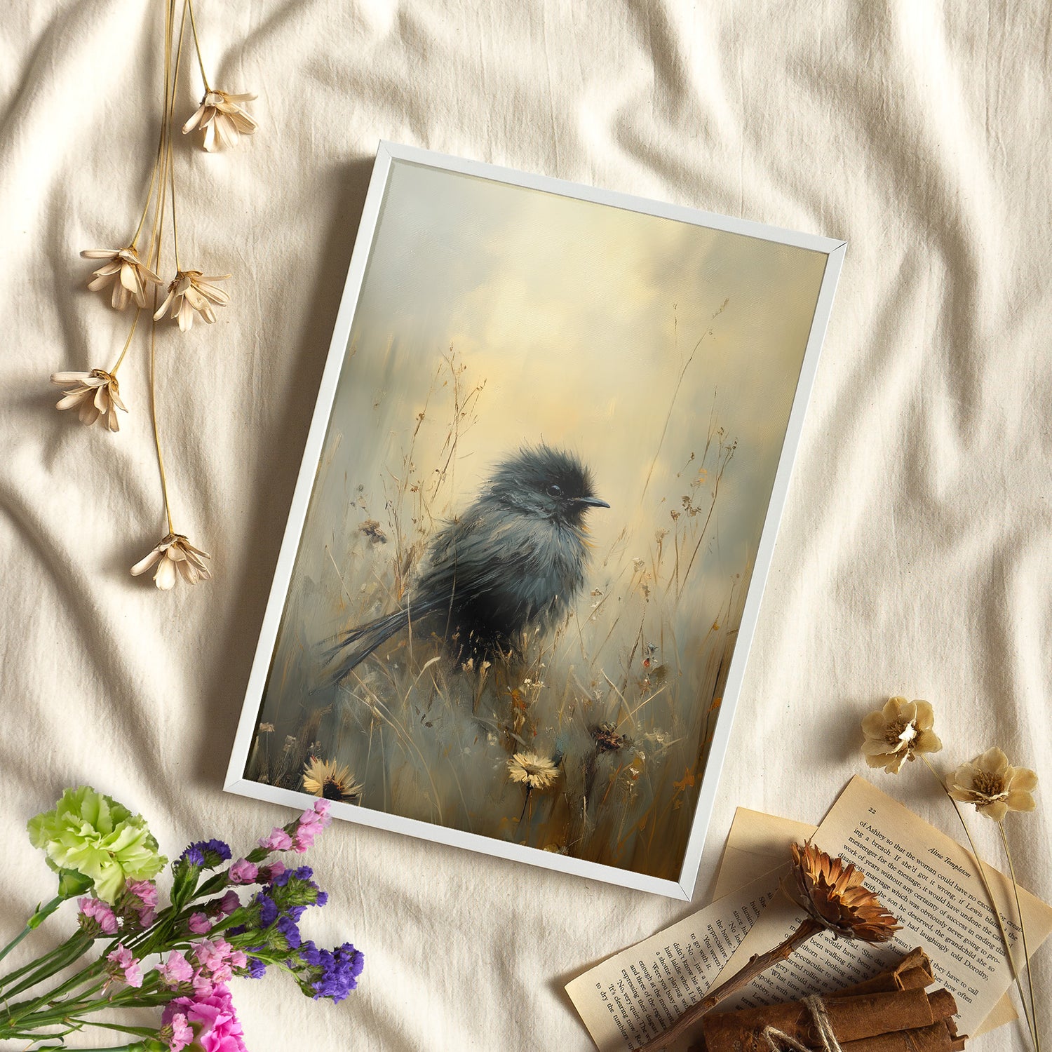 Framed Paper Print - Golden Meadow Bird