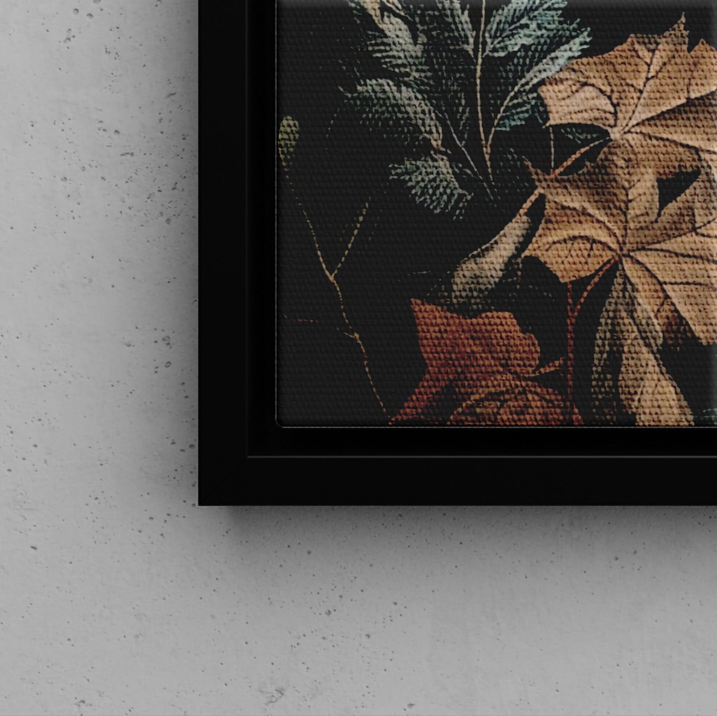 Framed Canvas - Forest Fox with Mushrooms