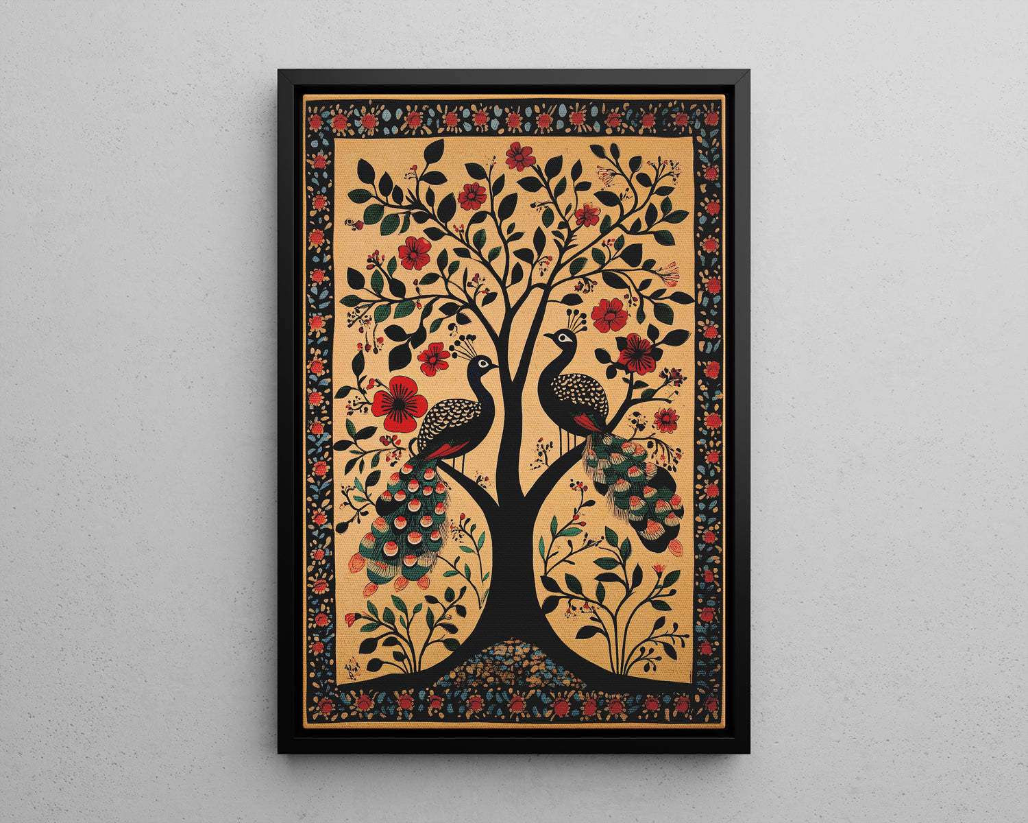 Framed Canvas - Lovers Under Blooming Canopy