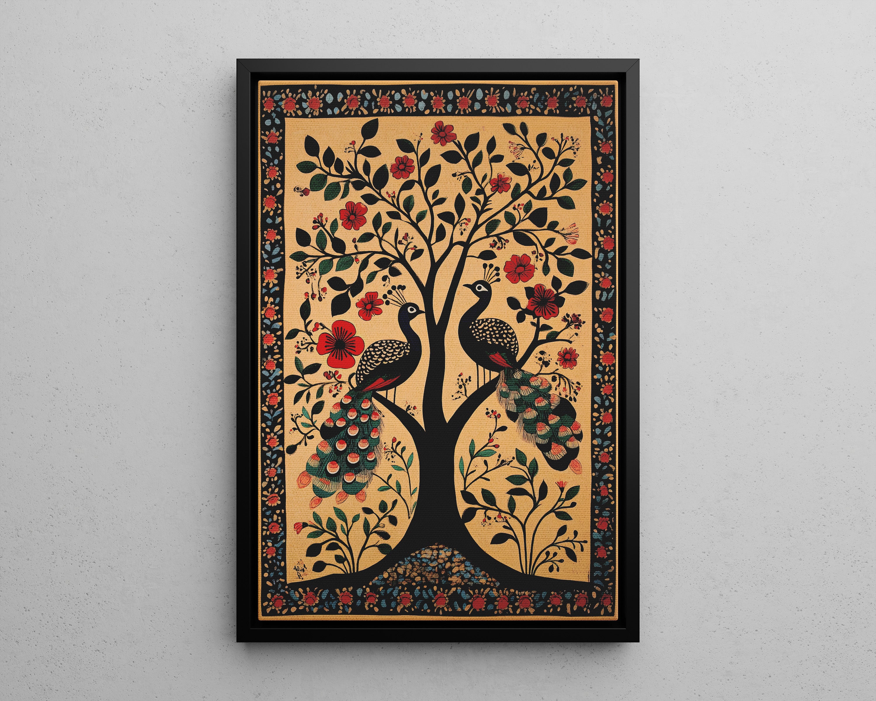 Framed Canvas - Lovers Under Blooming Canopy