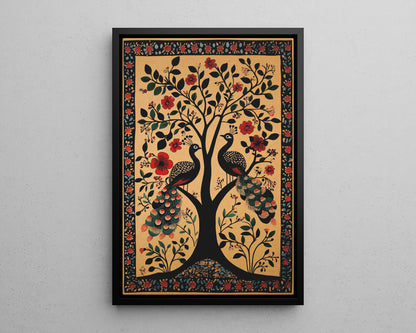 Framed Canvas - Lovers Under Blooming Canopy