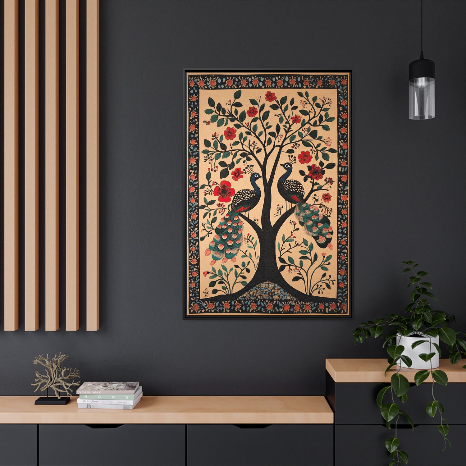 Framed Canvas - Lovers Under Blooming Canopy
