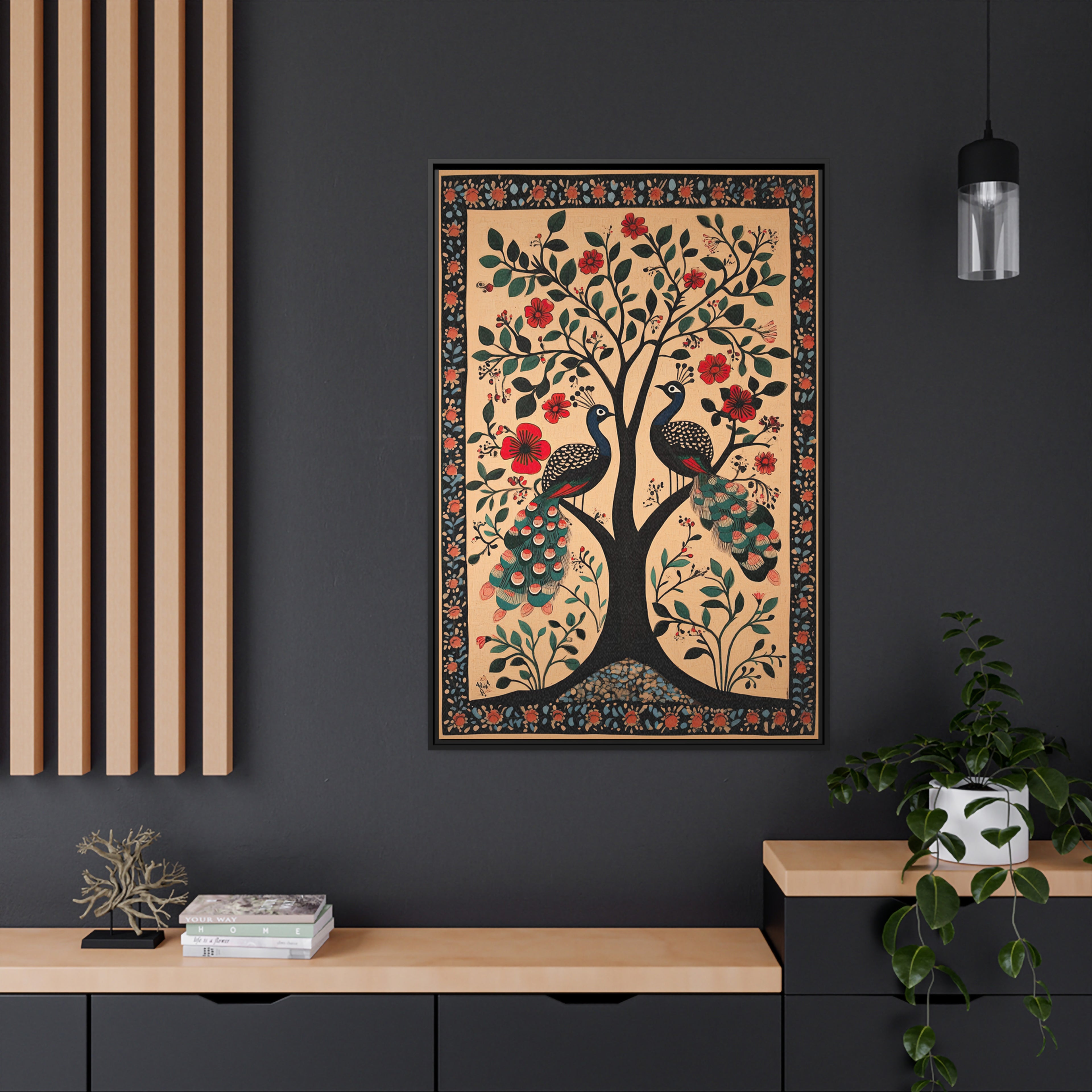 Framed Canvas - Lovers Under Blooming Canopy
