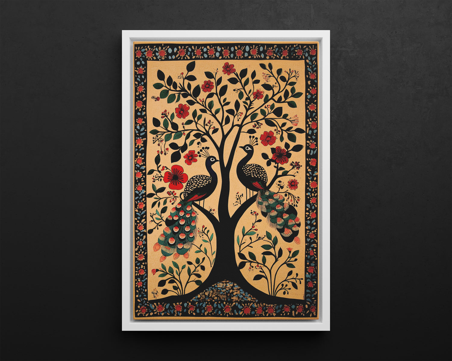 Framed Canvas - Lovers Under Blooming Canopy
