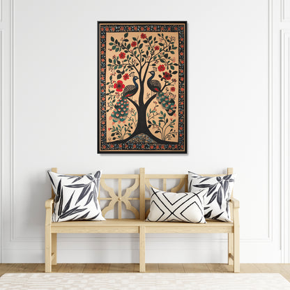 Framed Canvas - Lovers Under Blooming Canopy