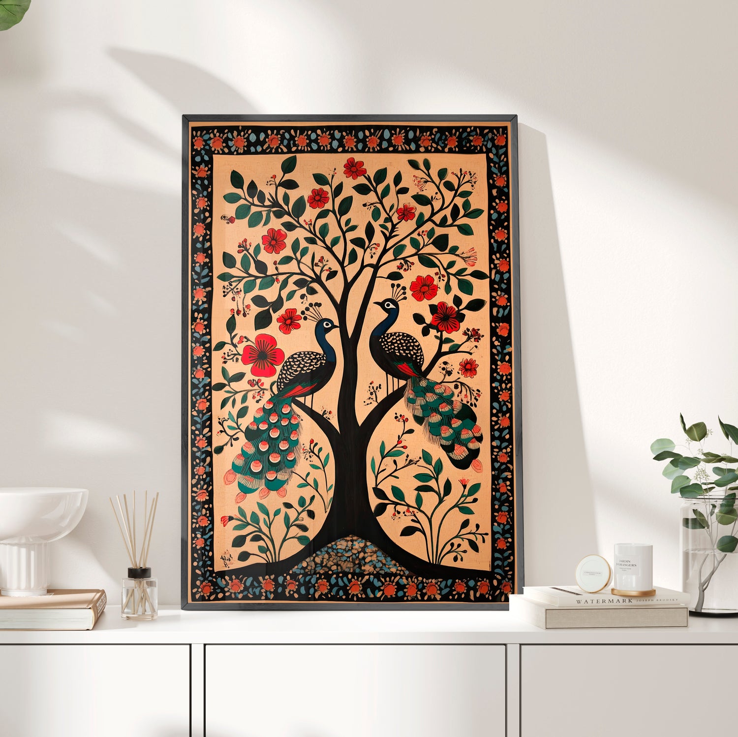 Framed Paper Print - Lovers Under Blooming Canopy