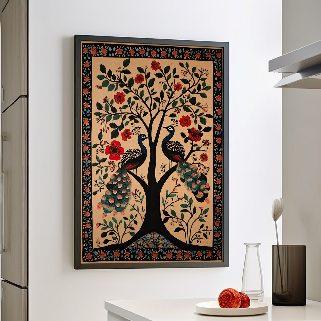 Framed Paper Print - Lovers Under Blooming Canopy