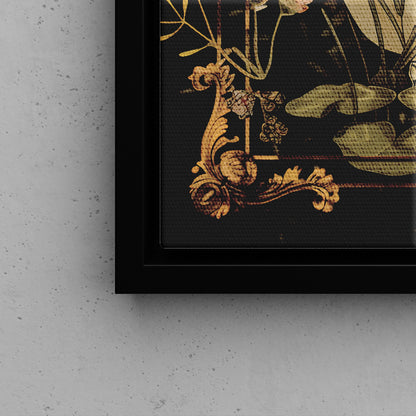 Framed Canvas - Crocodile in Bloom Bath Bliss
