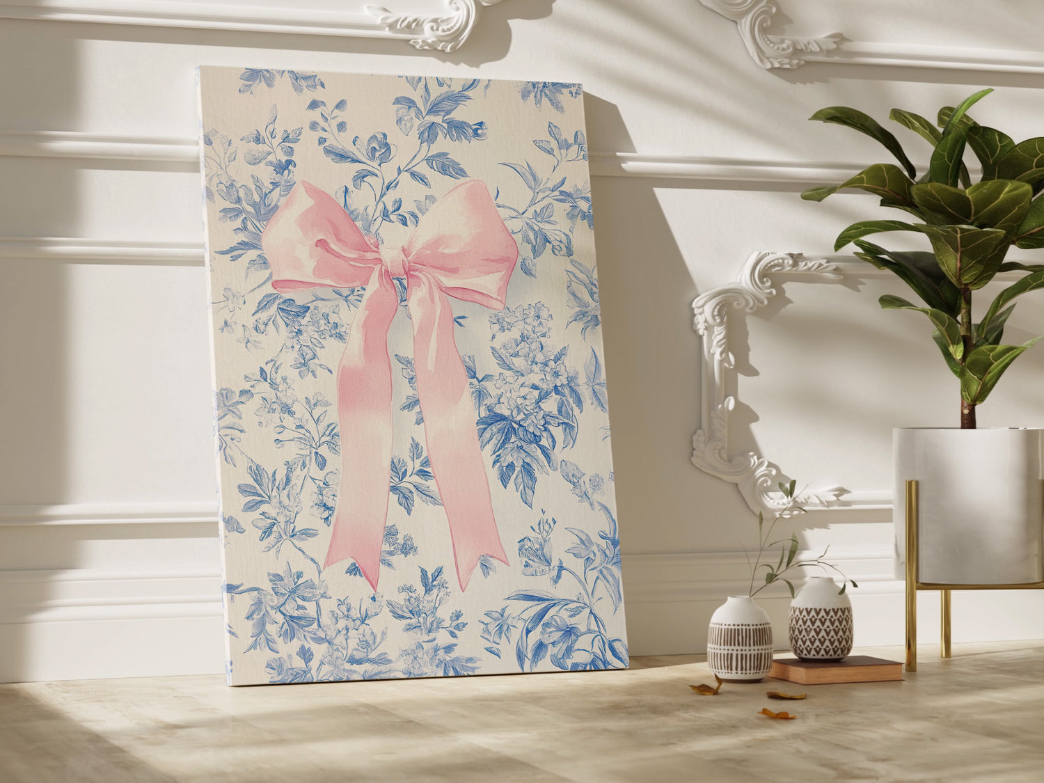 1.25" Matte Canvas - Pink Bow Floralscape