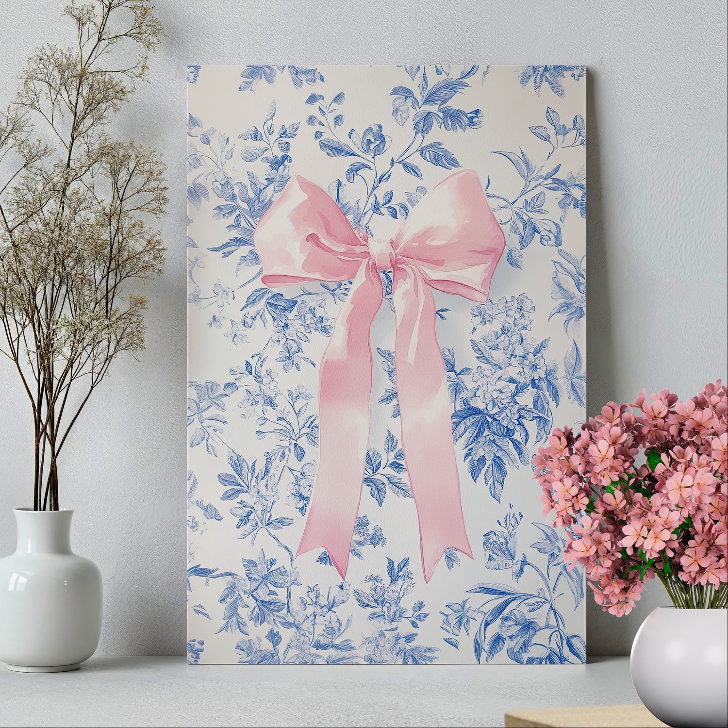 1.25" Matte Canvas - Pink Bow Floralscape